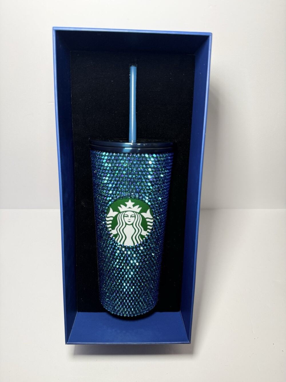 Starbucks Thailand 25th Anniversary BLUE BLING Rhinestone 16oz Cold Cup NWT NIB
